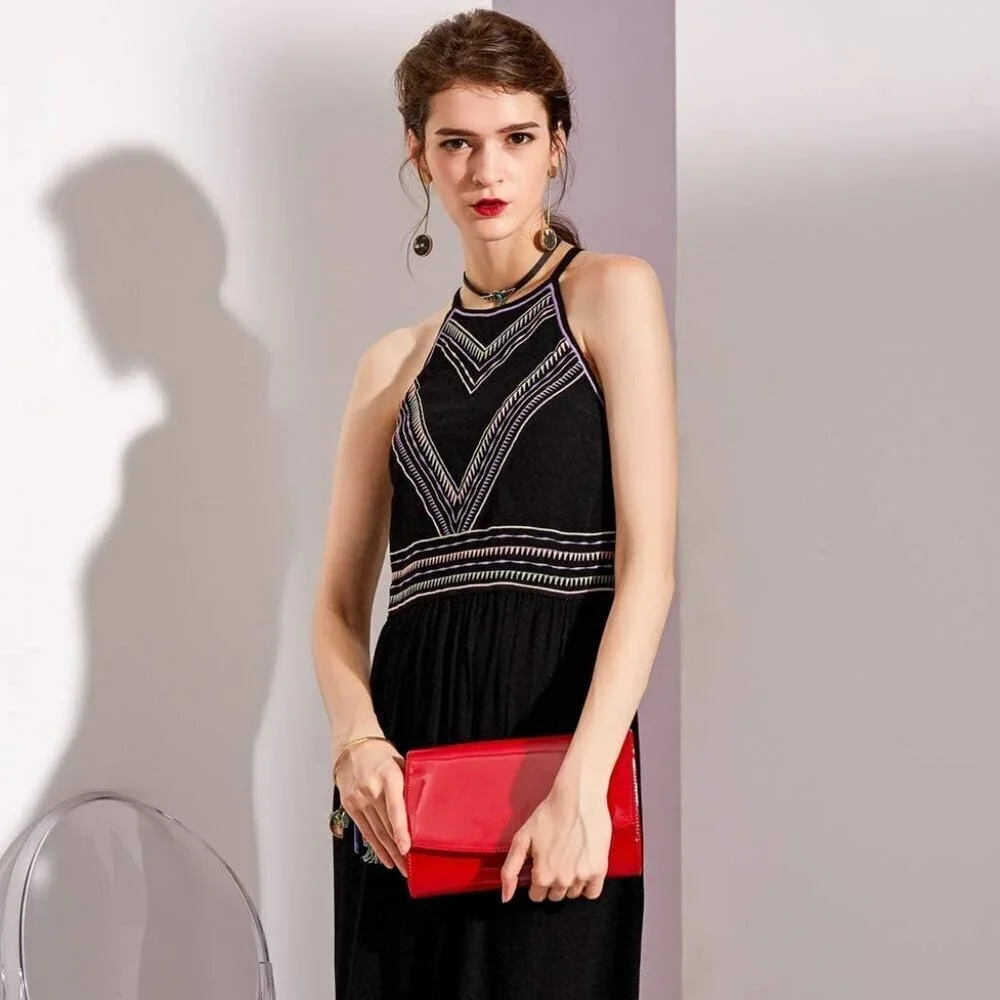 Women Patent Leather Clutch Wallets Purses Evening Bag Crossbody Tote